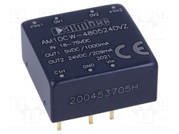 Converter: DC/DC; 10W; Uin: 18÷75V; Uout: 5VDC; Uout2: 24VDC; Iout: 1A