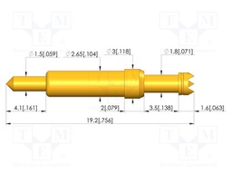 Test needle; Spring compression: 2.8mm; 3.5mm; 30A; CuBe; Ø: 2.3mm