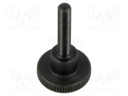 Knob; Ø: 16mm; Ext.thread: M4; 20mm; H: 9.5mm; steel; knurled