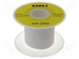 Wire; solid; OFC; 24AWG; white; kynar 460 (PVDF); 300V; 100m