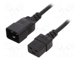 Cable; 3x1.5mm2; IEC C19 female,IEC C20 male; PVC; 0.5m; black