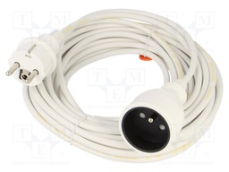 Extension lead; Sockets: 1; PVC; white; 3x1mm2; 10m; 10A; STANDARD