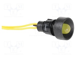 Indicator: LED; recessed; yellow; 230VAC; Ø10mm; IP20; cables; 330mm