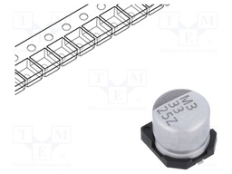 Capacitor: electrolytic; SMD; 33uF; 25VDC; Ø6.3x5.7mm; ±20%
