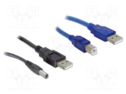 Cable; USB A plug,USB B plug,DC 5,5/2,1 plug; straight; 300mm