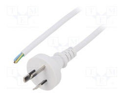 Cable; 3x0.75mm2; AS/NZS 3112 (I) plug,wires; PVC; 1.5m; white