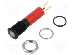Indicator: LED; flat; red; 24÷28VDC; 24÷28VAC; Ø8mm; IP67; metal