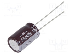 Capacitor: electrolytic; THT; 6.8uF; 400VDC; Ø10x16mm; Pitch: 5mm