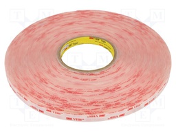 Tape: fixing; W: 12mm; L: 33m; D: 1mm; acrylic; transparent; -35÷90°C