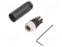 Connector: M8; female; PIN: 4; straight; for cable; plug; 4A; 30V