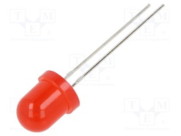 LED; 8mm; red; 1120÷1560mcd; 30°; Front: convex; 12V; No.of term: 2