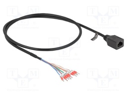RJ45 adapter; RJ45 socket,1pin pin header x8; 0.5m; PVC; black
