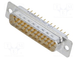 D-Sub; PIN: 25; socket; male; on PCBs; straight; THT