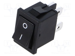 ROCKER; DPST; Pos: 2; OFF-ON; 6A/250VAC; black; none; 20mΩ; UL94V-2