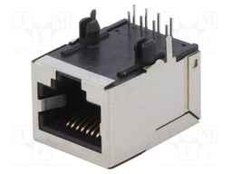 Socket; RJ45; PIN: 8; Cat: 5e; shielded; Layout: 8p8c; THT; angled