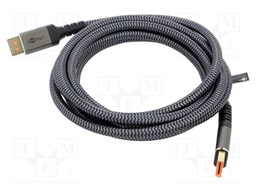 Cable; DisplayPort plug,both sides; textile; Len: 3m; black-grey