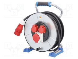 Extension lead; 5G2.5mm2; Sockets: 3; rubber; black; 25m; 16A