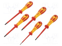 Screwdrivers; Pcs: 5; insulated; 1kVAC; Bit: Pozidriv®,slot