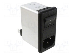 Filtered IEC Power Entry Module, IEC C14, General Purpose, 1 A, 250 VAC, 2-Pole Switch