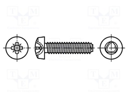 Screw; for metal; 4x6; Head: cheese head; Pozidriv; hardened steel