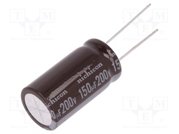Capacitor: electrolytic; THT; 150uF; 200VDC; Ø16x31.5mm; ±20%