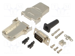 D-Sub; PIN: 9; plug; male; shielded; soldering; for cable; black
