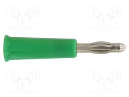 Plug; 4mm banana; 36A; green; nickel plated; on cable; -20÷80°C