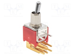 TOGGLE SWITCH, DPDT, 0.4VA, 20V, SOLDER