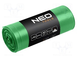 Trash bags; green; with tape; 120l; 10pcs.