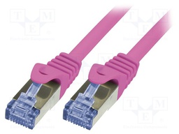 Patch cord; S/FTP; 6a; stranded; Cu; LSZH; pink; 10m; 26AWG