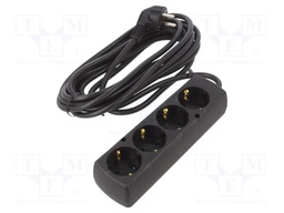 Extension lead; 3x1.5mm2; Schuko; Sockets: 4; PVC; black; Len: 5m