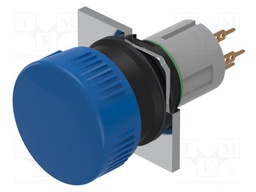 Switch: push-button; 16mm; Stabl.pos: 1; NC + NO; blue; none; IP65