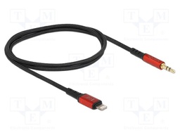 Cable; Apple Lightning plug,Jack 3.5mm 3pin plug; 0.5m; black