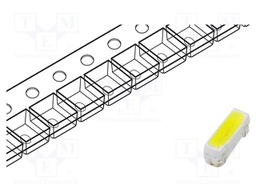 LED; white; SMD; PLCC2; 2000÷2700mcd; 3x1x1.25mm; 120°; 20mA; 90mW