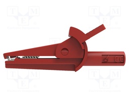 Crocodile clip; 10A; red; max.8mm; Conform to: EN61010 600VCAT II
