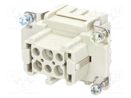 Connector: rectangular; female; Han E HMC; PIN: 6; size 6B; crimped