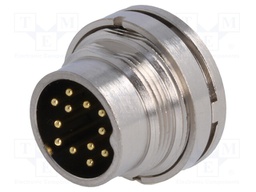 Connector: M16; male; for panel mounting,front side nut; IP67