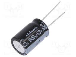 Capacitor: electrolytic; THT; 1000uF; 63VDC; Ø16x25mm; Pitch: 7.5mm