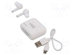 Wireless headphones with microphone; white; Features: with LED