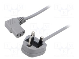 Cable; 3x0.75mm2; BS 1363 (G) plug,IEC C13 female 90°; PVC; 1.5m