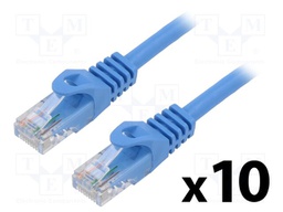 Patch cord; U/UTP; 6; stranded; CCA; PVC; blue; 3m; 26AWG; Cores: 8