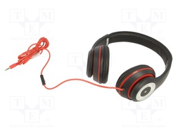 Headphones with microphone; black,red; Jack 3,5mm; headphones