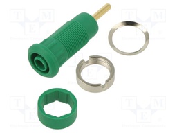 Socket; 2mm banana; Overall len: 29mm; green; Plating: gold-plated