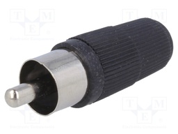 Plug; RCA; male; straight; soldering; black; for cable