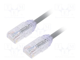 Patch cord; TX6A-28™,U/UTP; 6a; solid; Cu; LSZH; grey; Len: 1m; 28AWG