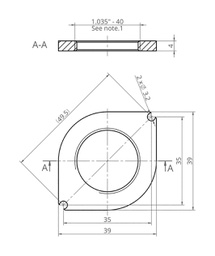 Mounting bracket; 39x39x4mm; M3 x2; aluminium
