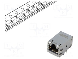 Socket; RJ45; MXMag; PIN: 8; shielded,with LED; gold-plated; THT
