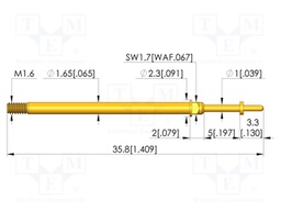 Test needle; Spring compression: 4mm; 5mm; 5A; CuBe; gold-plated