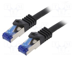 Patch cord; S/FTP; 6a; stranded; Cu; LSZH; black; 15m; 26AWG