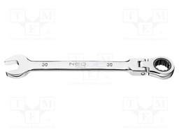 Wrench; combination spanner,with ratchet,with joint; 30mm